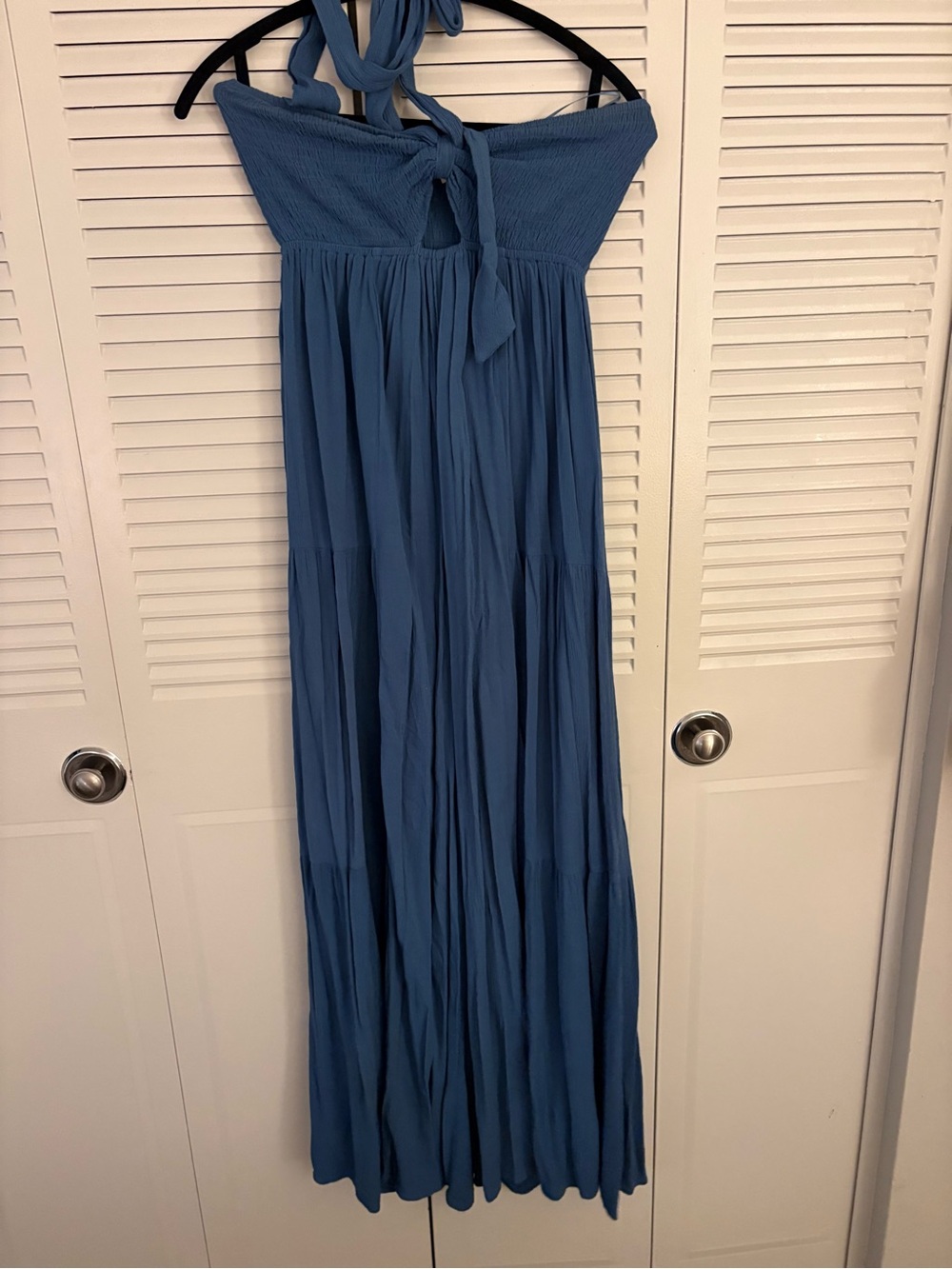 Tie neck Halter jumpsuit in Dusty Blue